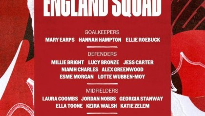 世界杯-中国女足对手公布大名单 曼城6人入选英格兰女足